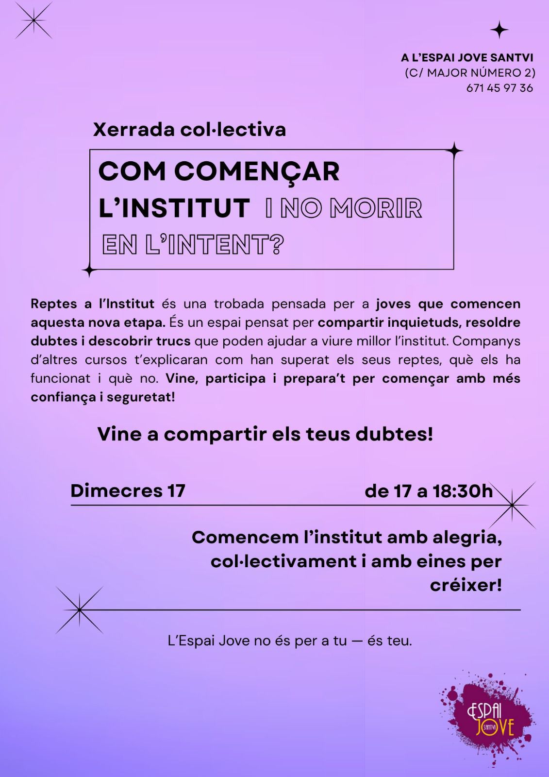 COM COMEN&Ccedil;AR L'INSTITUT?